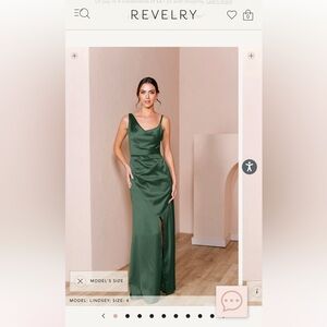 Revelry Bridesmaids Dress- Size 6- Deep Olive Green- Maxine Satin.NO ALTERATIONS